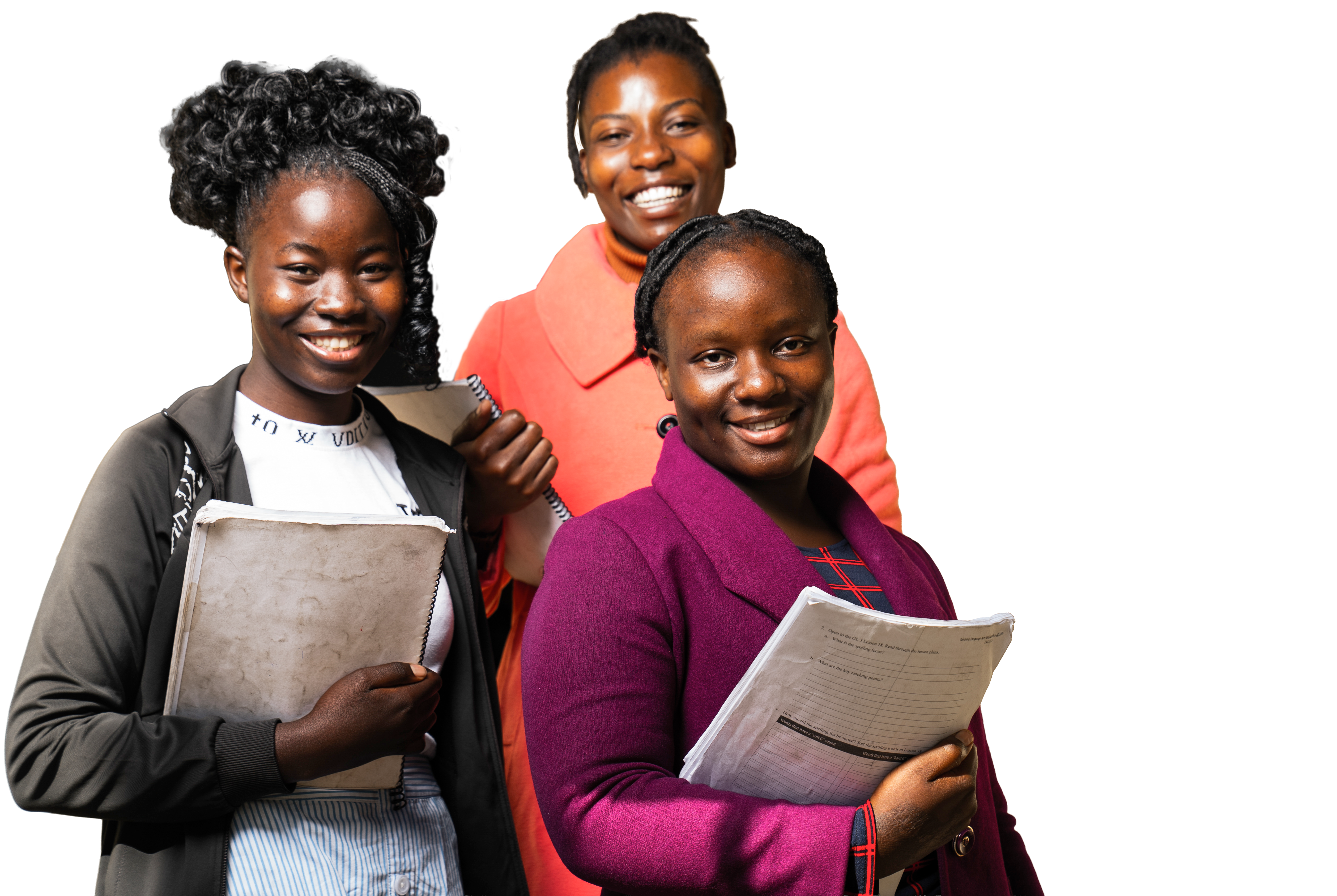 group of three ladies with study notes
